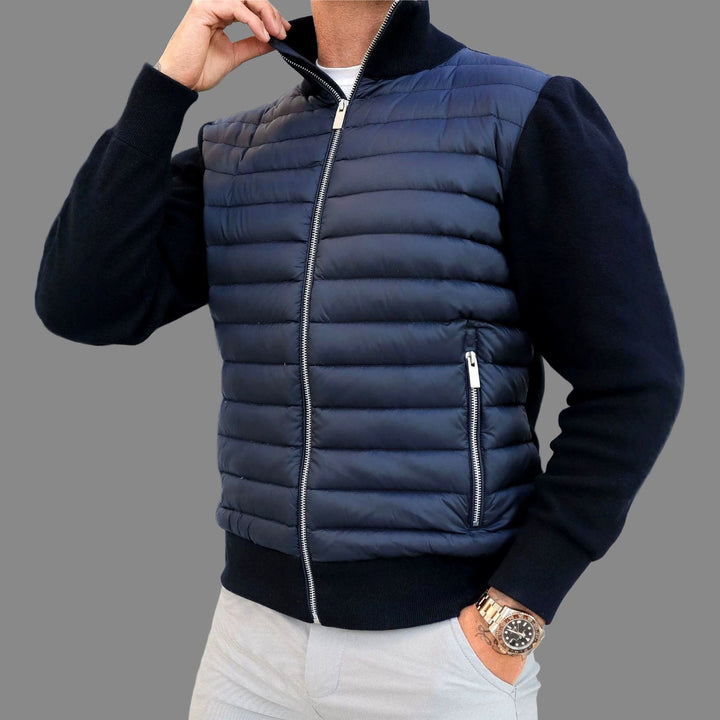 Men's Stand Collar Puffer Front Zip Jacket