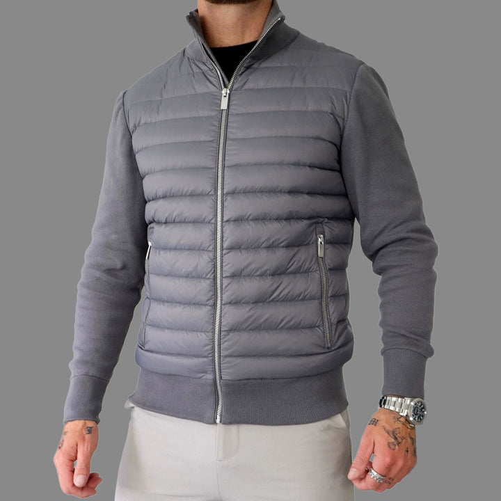 Men's Stand Collar Puffer Front Zip Jacket