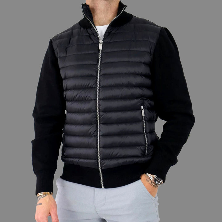 Men's Stand Collar Puffer Front Zip Jacket