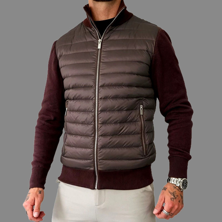 Men's Stand Collar Puffer Front Zip Jacket