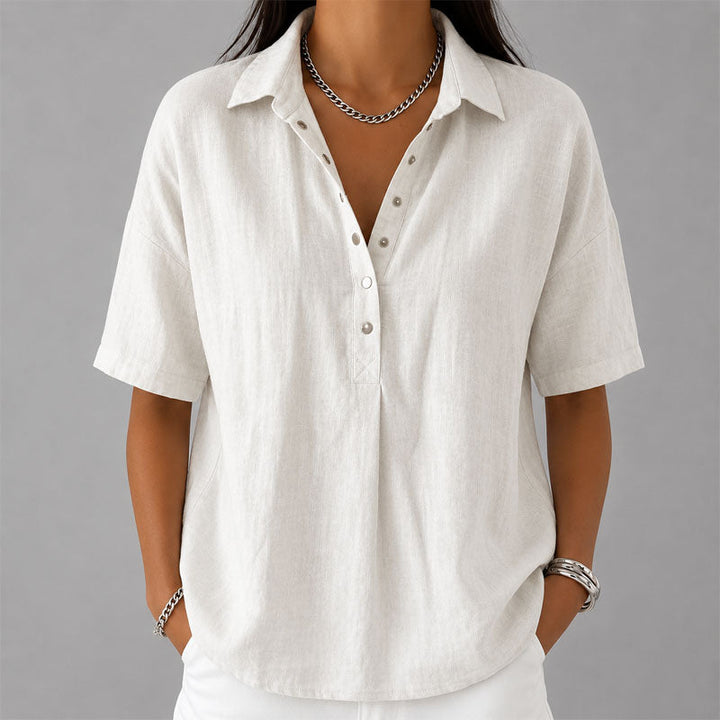 Jules | Women's Casual Collared Henley Top Blouse
