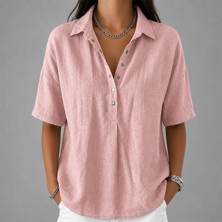 Jules | Women's Casual Collared Henley Top Blouse