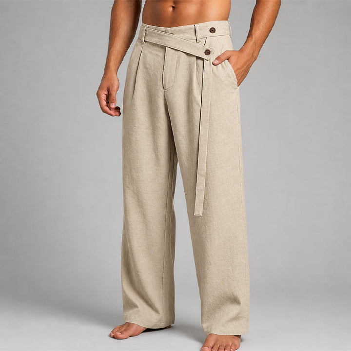 Julian | Men's Asymmetric Wrap Waist Wide-Leg Trousers