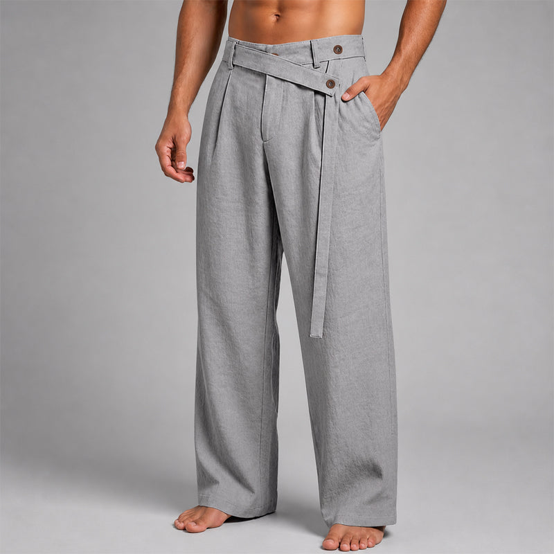 Julian | Men's Asymmetric Wrap Waist Wide-Leg Trousers