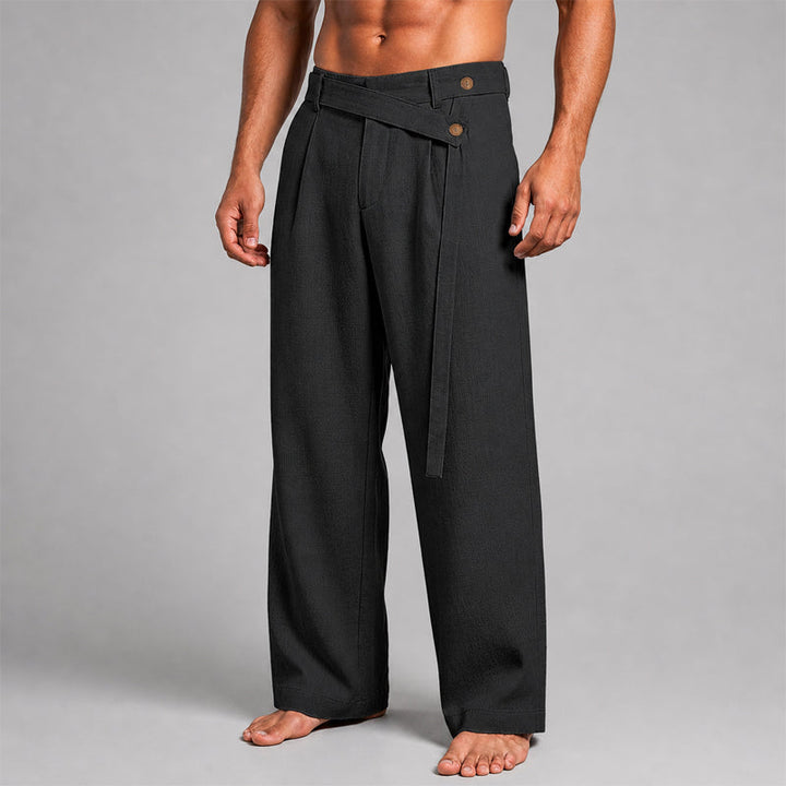 Julian | Men's Asymmetric Wrap Waist Wide-Leg Trousers