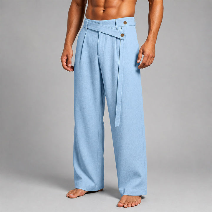 Julian | Men's Asymmetric Wrap Waist Wide-Leg Trousers