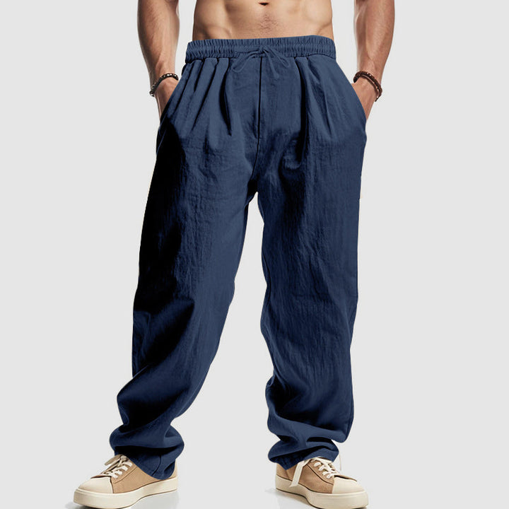 Justin | Men's Relaxed Fit Drawstring Linen Blend Trousers