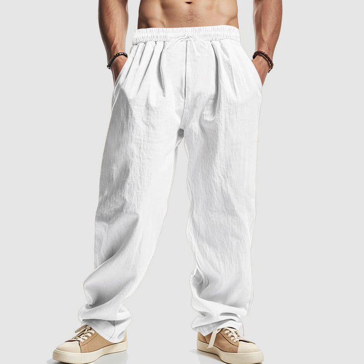 Justin | Men's Relaxed Fit Drawstring Linen Blend Trousers