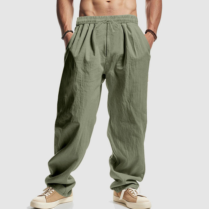 Justin | Men's Relaxed Fit Drawstring Linen Blend Trousers