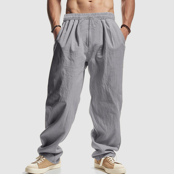 Justin | Men's Relaxed Fit Drawstring Linen Blend Trousers