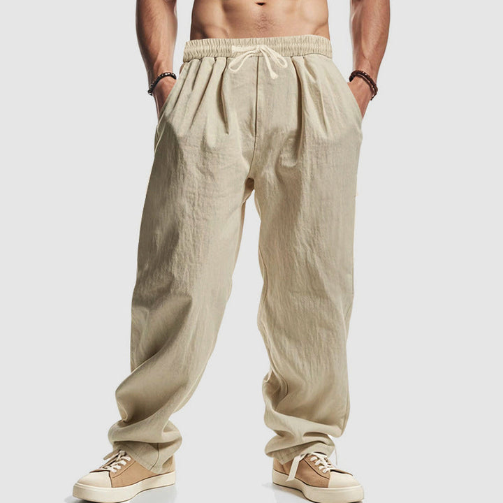 Justin | Men's Relaxed Fit Drawstring Linen Blend Trousers