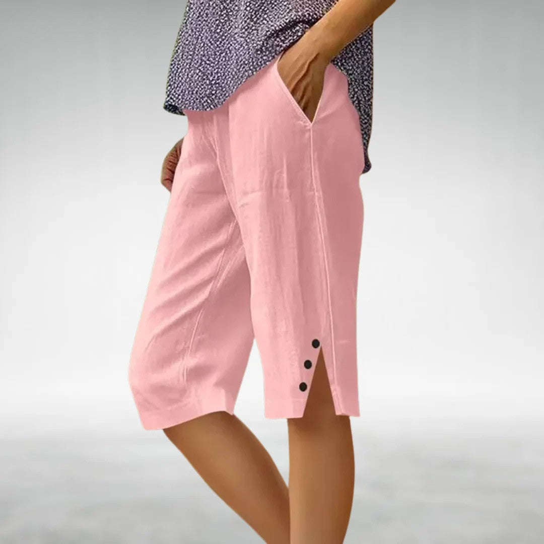 Kayla | Women's Button Side Knee-Length Shorts