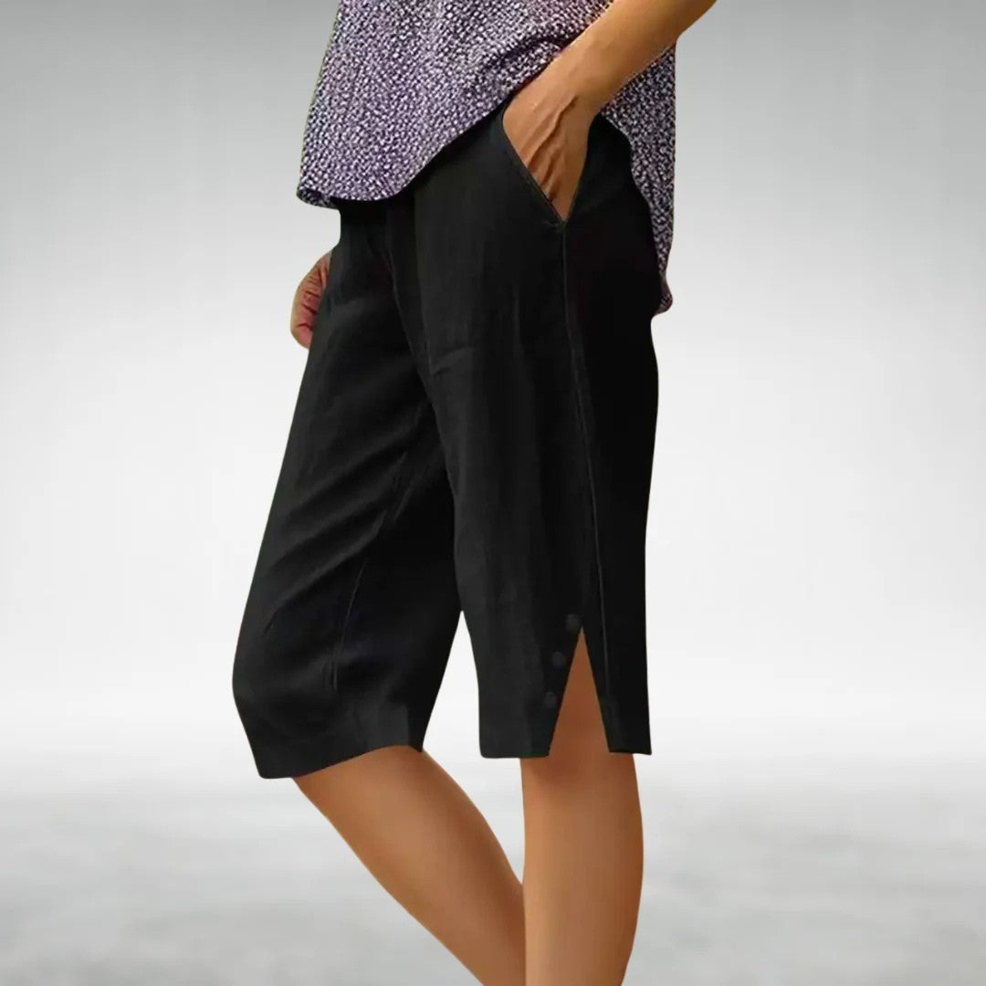 Kayla | Women's Button Side Knee-Length Shorts