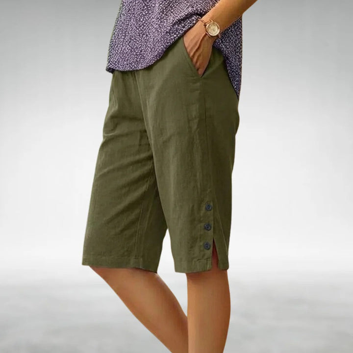 Kayla | Women's Button Side Knee-Length Shorts