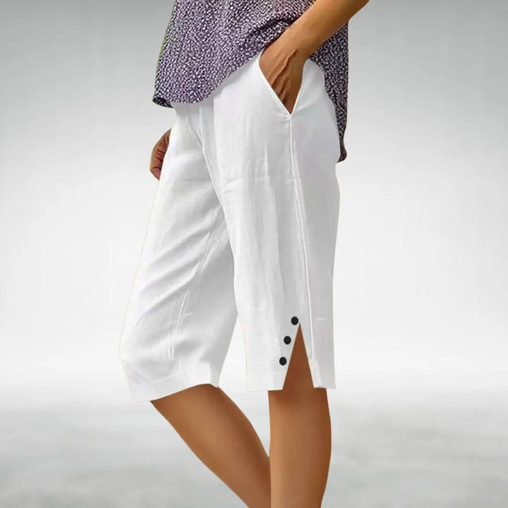 Kayla | Women's Button Side Knee-Length Shorts