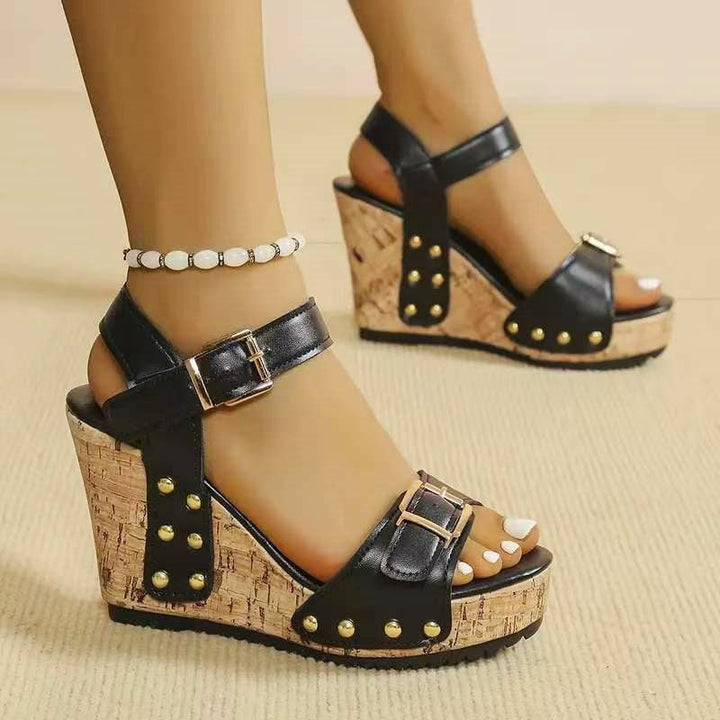 Kayla | Women's Cork Platform Metallic Detail Sandals