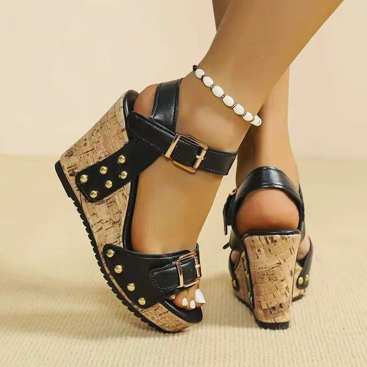 Kayla | Women's Cork Platform Metallic Detail Sandals