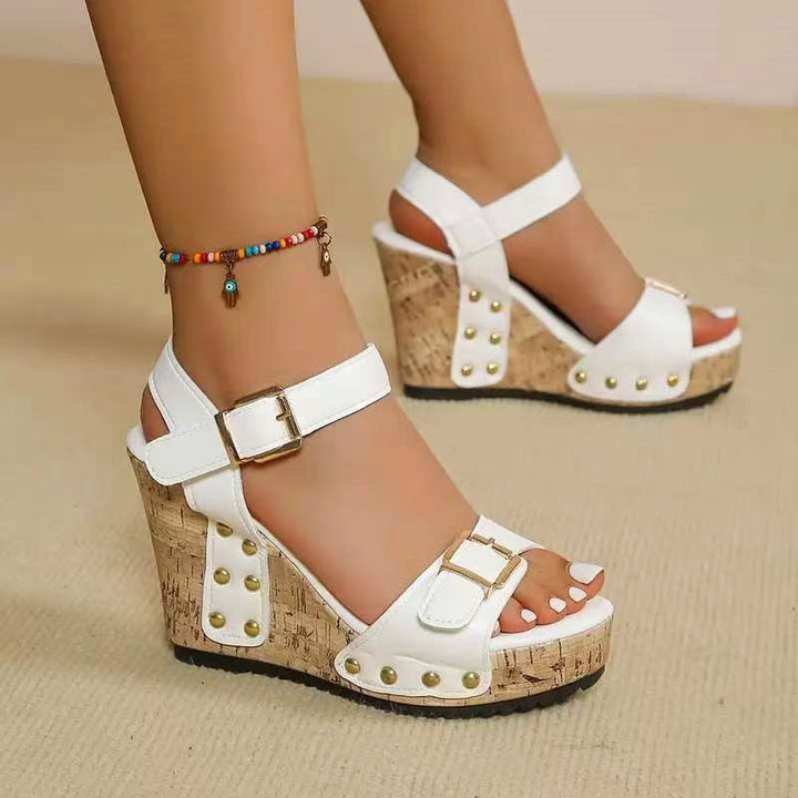 Kayla | Women's Cork Platform Metallic Detail Sandals