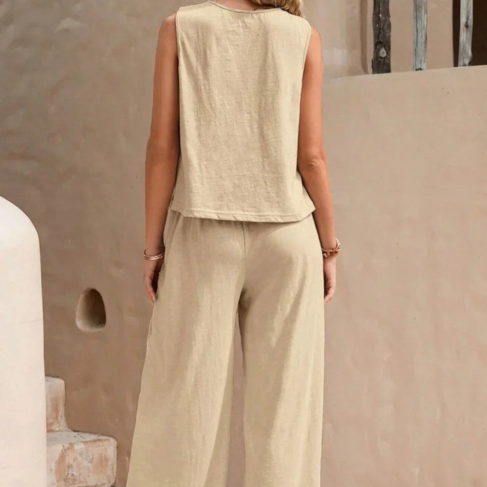 Kendall | Women's Sleeveless Top and Wide Leg Pants Outfit