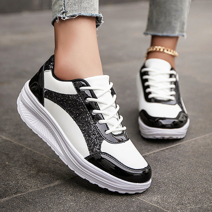 Women's Metallic Glitter Platform Sneakers for Stylish Comfort