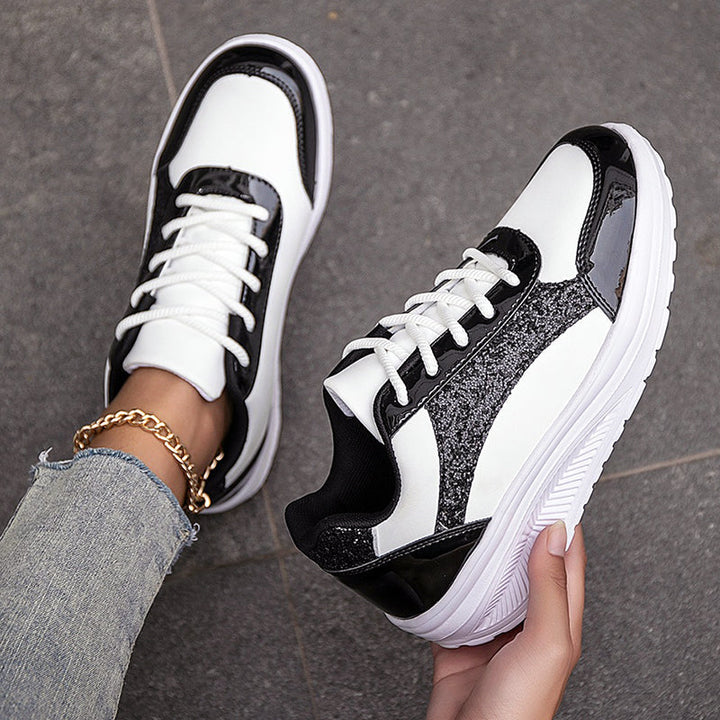 Women's Metallic Glitter Platform Sneakers for Stylish Comfort