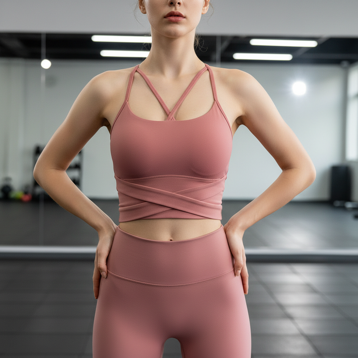Cropped Sports Top with Crisscross Straps | Women's Activewear