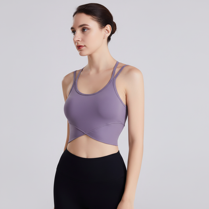 Cropped Sports Top with Crisscross Straps | Women's Activewear