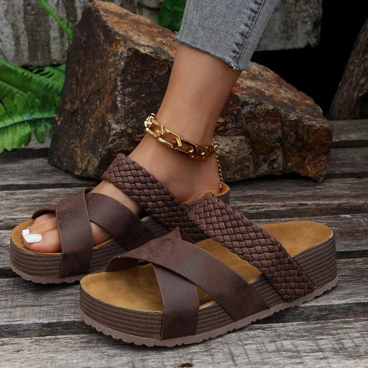 Kylee | Women's Braided Cross Strap Platform Sandals