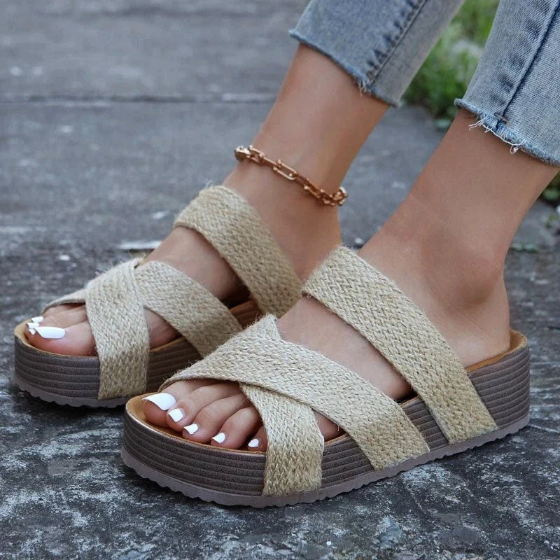 Kylee | Women's Braided Cross Strap Platform Sandals