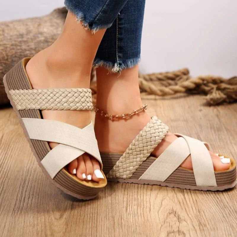 Kylee | Women's Braided Cross Strap Platform Sandals