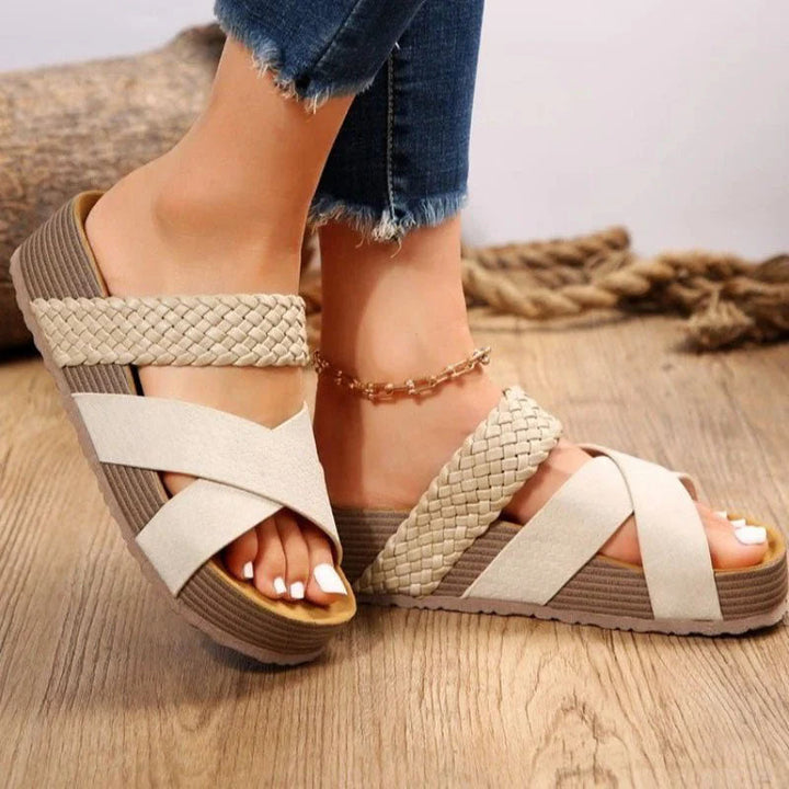 Kylee | Women's Braided Cross Strap Platform Sandals