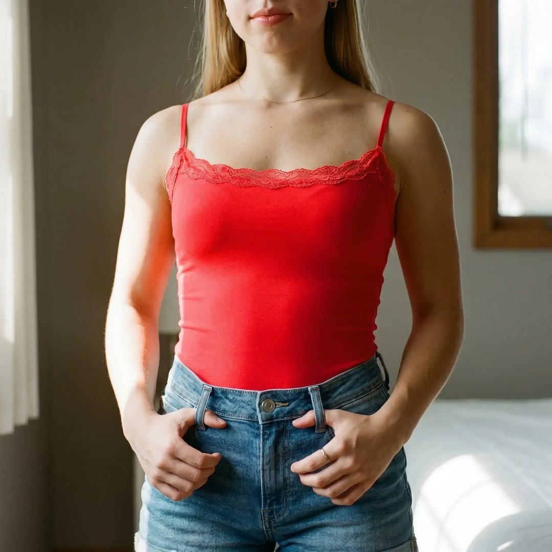June | Women's Lace-Trimmed Cami Bodysuit
