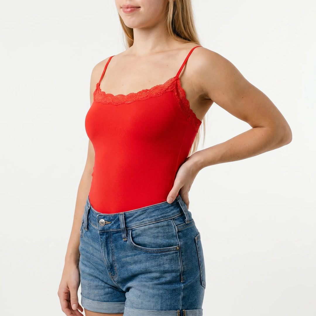 June | Women's Lace-Trimmed Cami Bodysuit