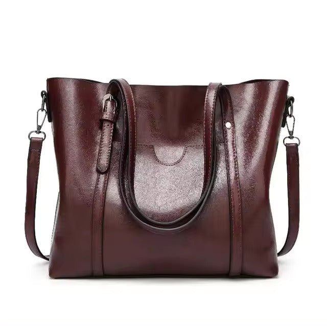 Women's Large Leather-Look Tote Bag
