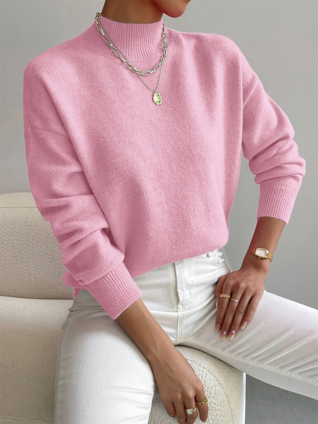 Women's Mock Turtleneck Relaxed-Fit Sweater