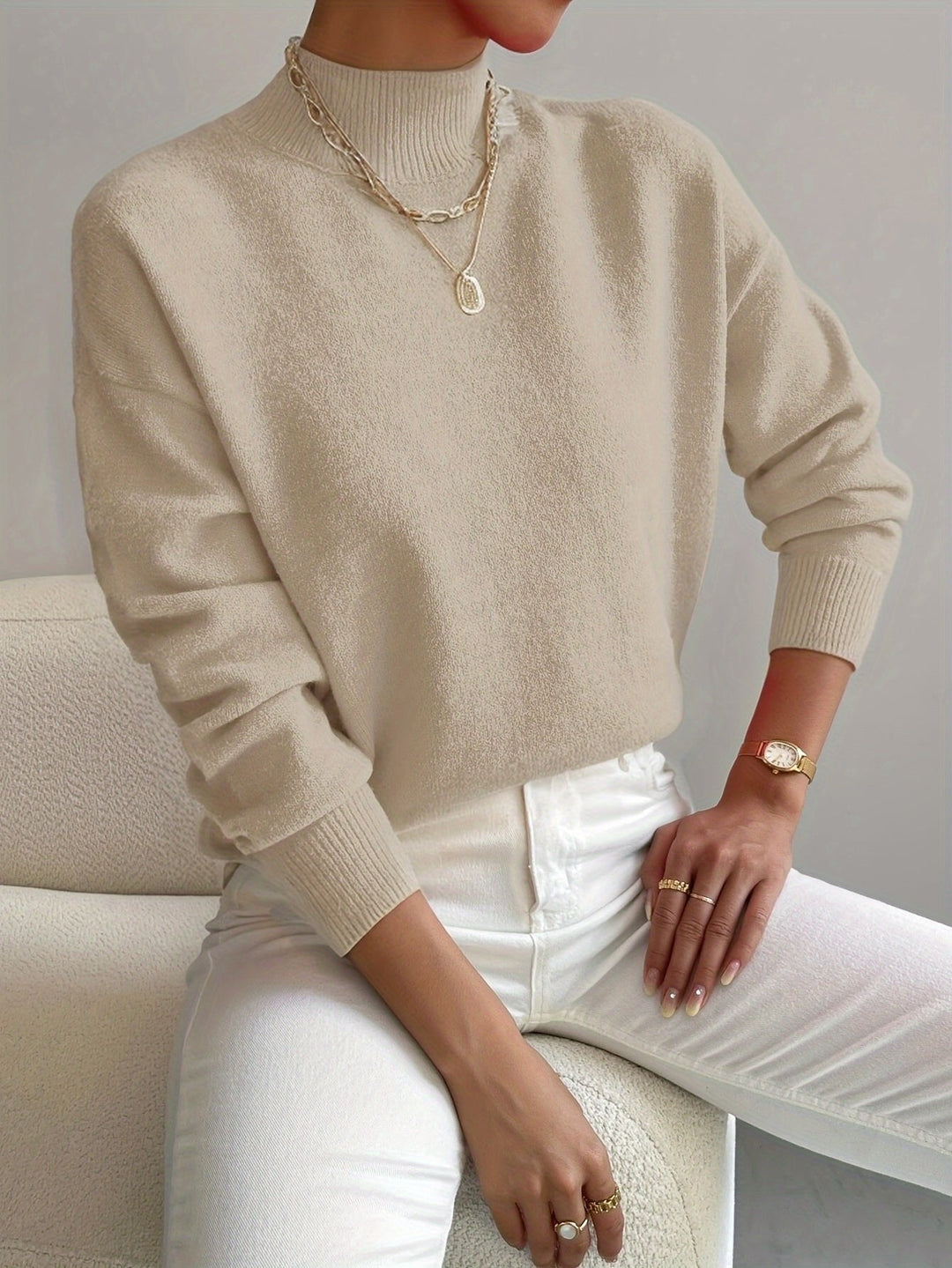 Women's Mock Turtleneck Relaxed-Fit Sweater