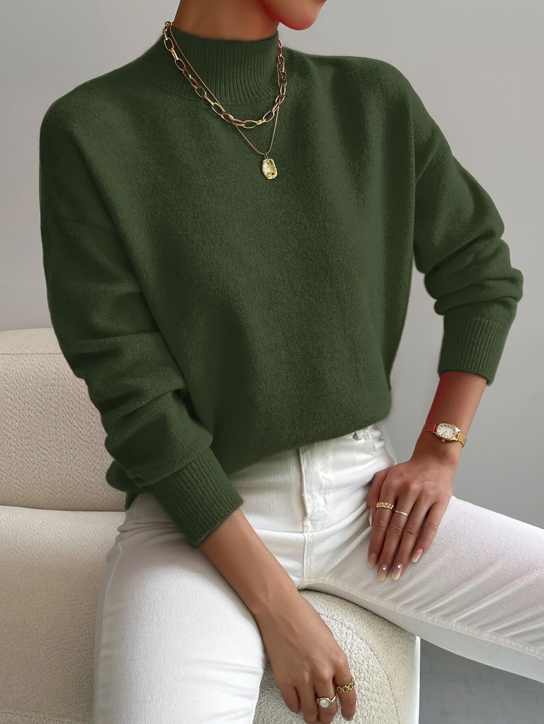 Women's Mock Turtleneck Relaxed-Fit Sweater