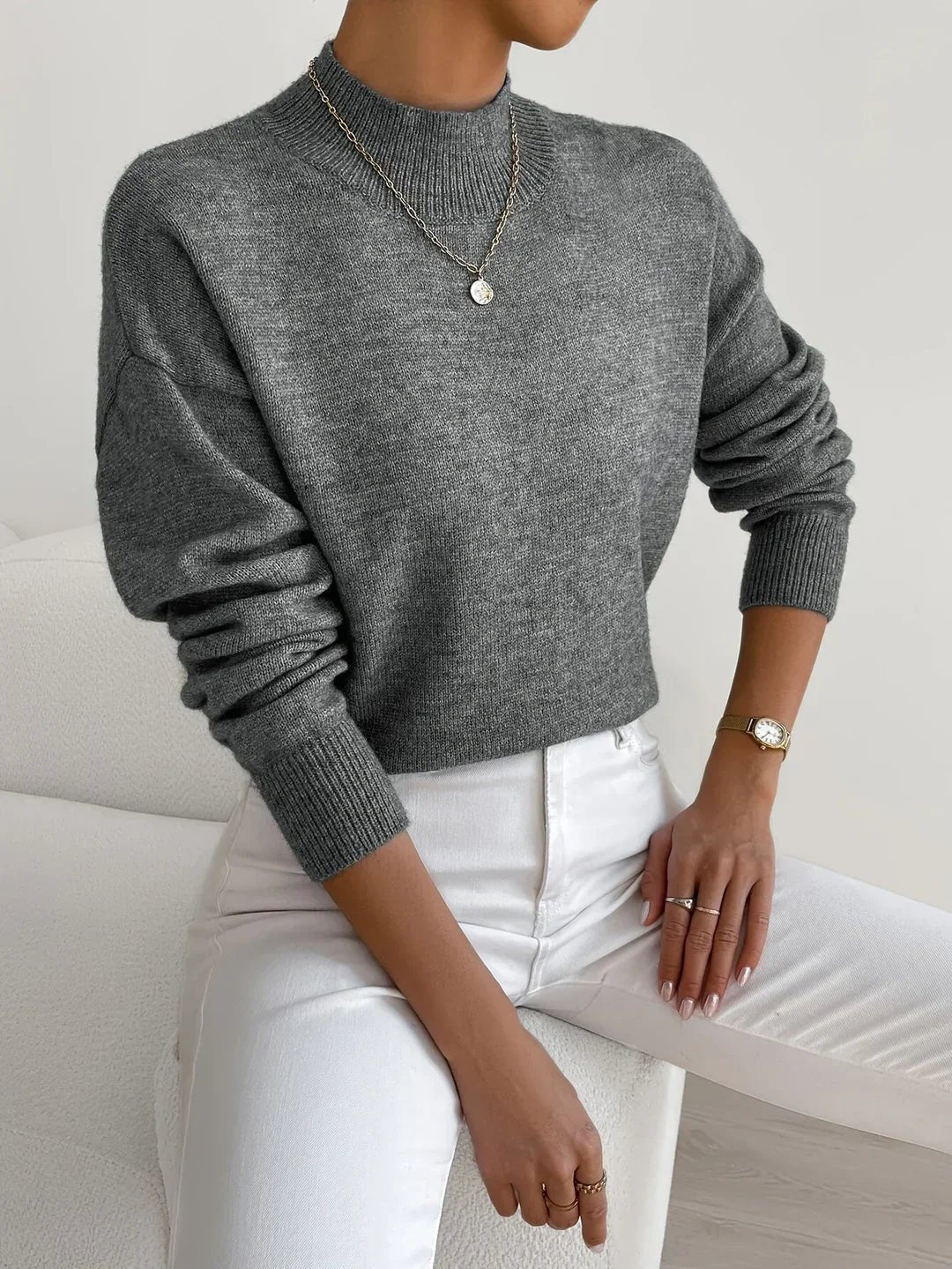 Women's Mock Turtleneck Relaxed-Fit Sweater