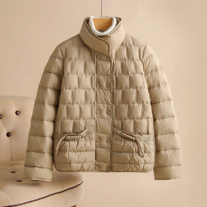 Women's Stand-Collar Drawstring Pocket Down Jacket
