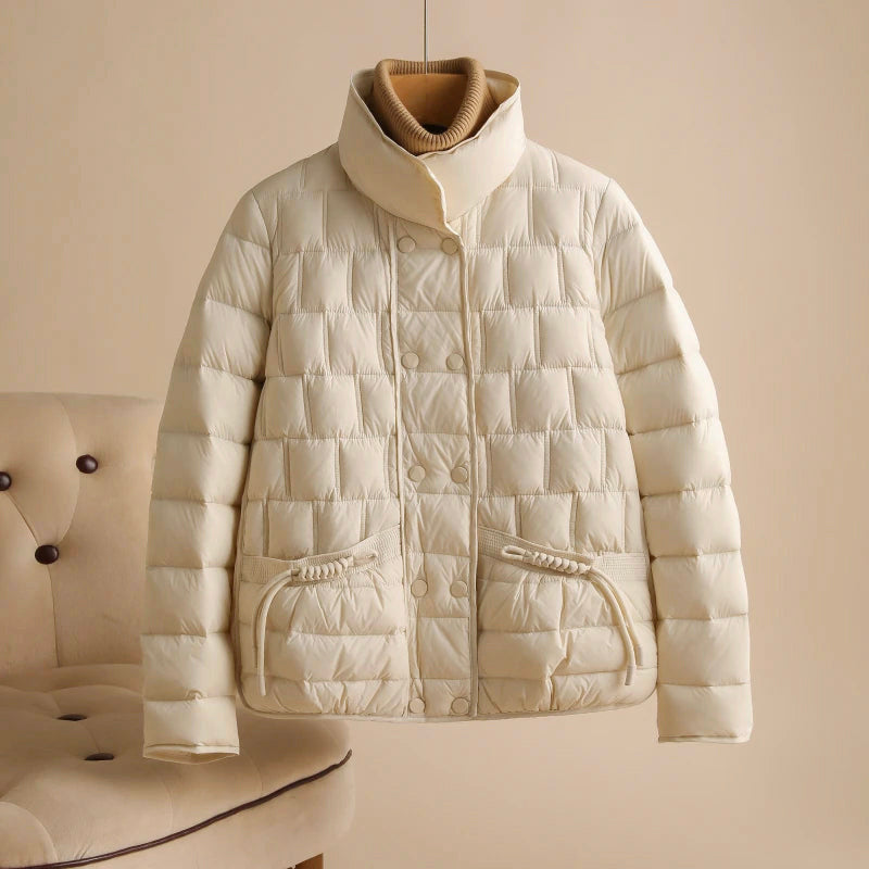 Women's Stand-Collar Drawstring Pocket Down Jacket