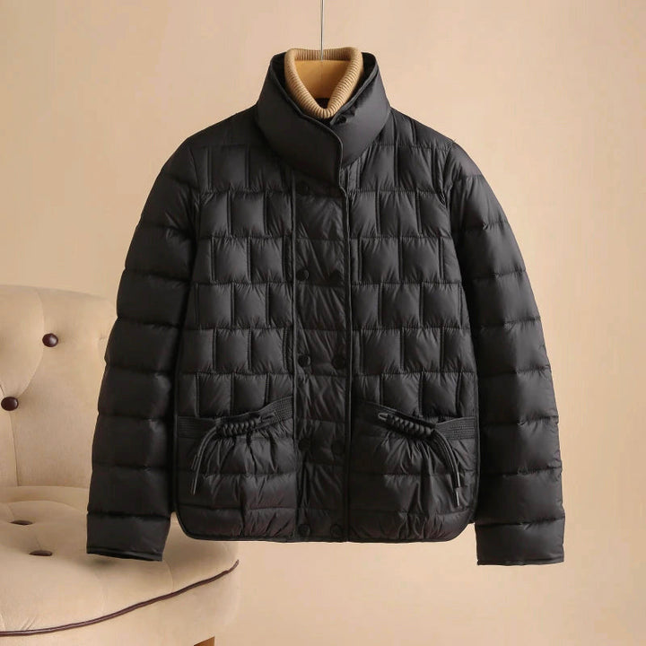 Women's Stand-Collar Drawstring Pocket Down Jacket