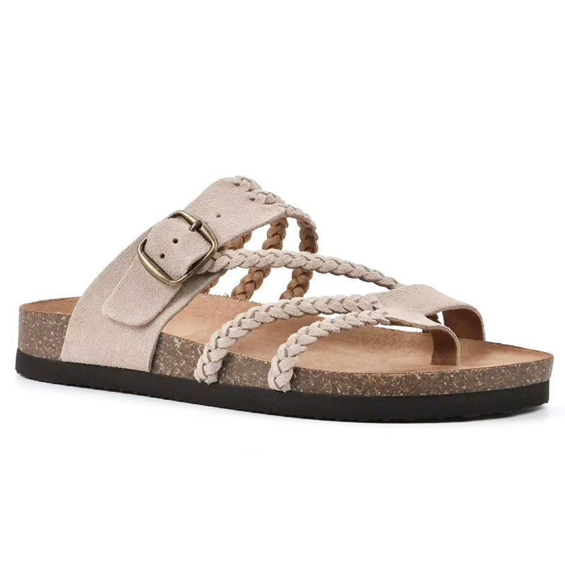 Lily | Women's Braided Cork Toe-Loop Slides