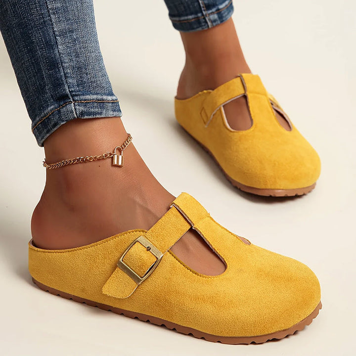Lina | Women's Suede-Look Buckled Clog Sandals