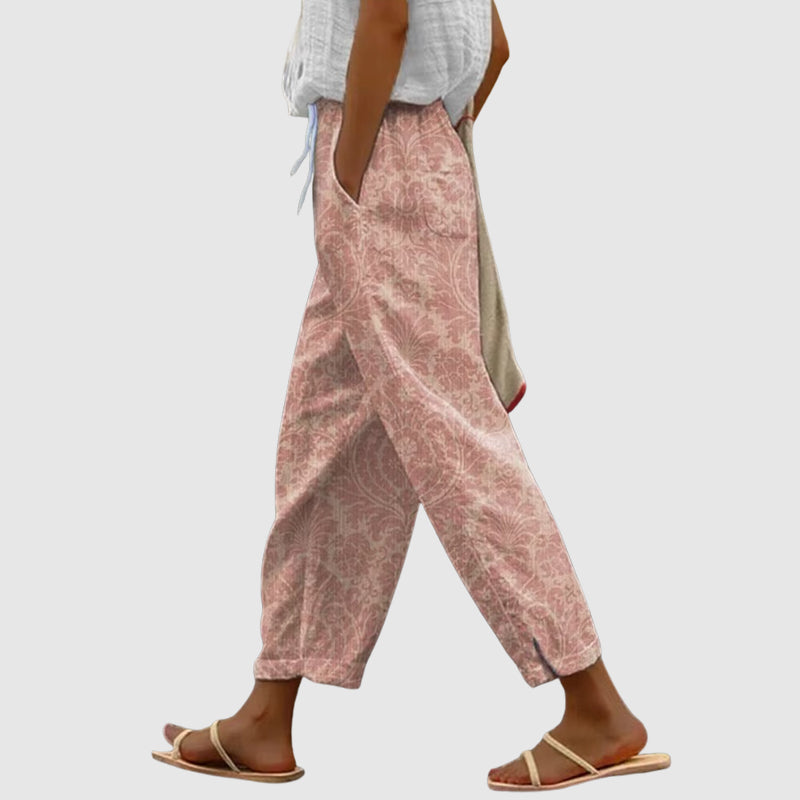 Lisa | Women's Floral Wide Leg Drawstring Pants