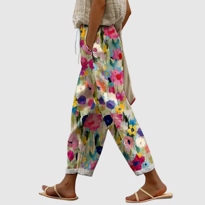 Lisa | Women's Floral Wide Leg Drawstring Pants