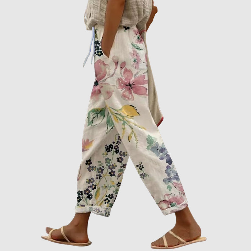 Lisa | Women's Floral Wide Leg Drawstring Pants