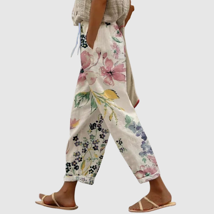 Lisa | Women's Floral Wide Leg Drawstring Pants