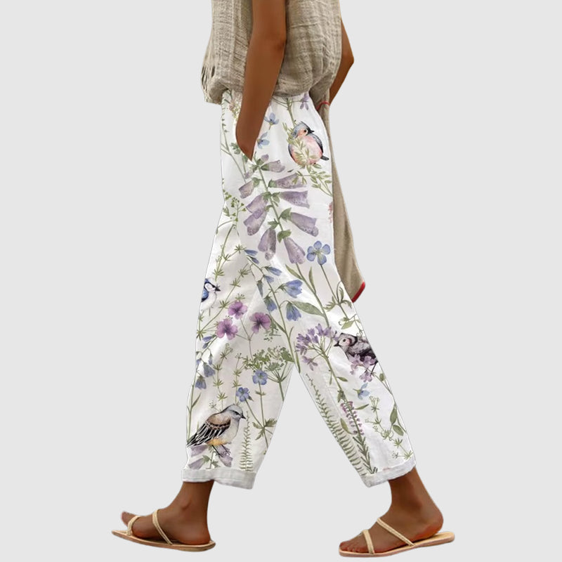 Lisa | Women's Floral Wide Leg Drawstring Pants