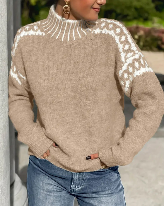 Women's Elegant Warm Double-Knit Waffle Sweater