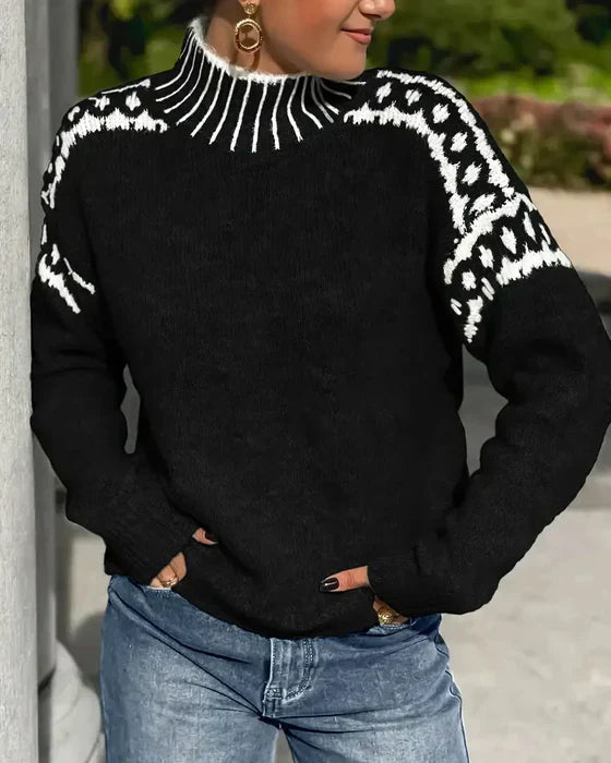 Women's Elegant Warm Double-Knit Waffle Sweater